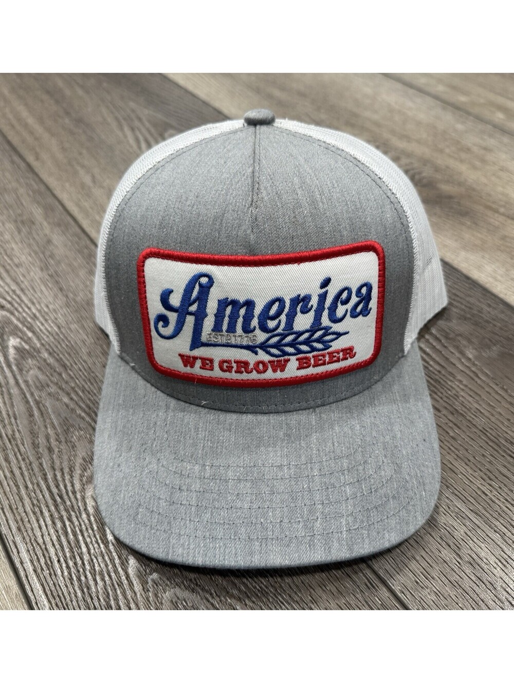 Rural Cloth "America We Grow Beer" Hat White and Gray Patch 1776